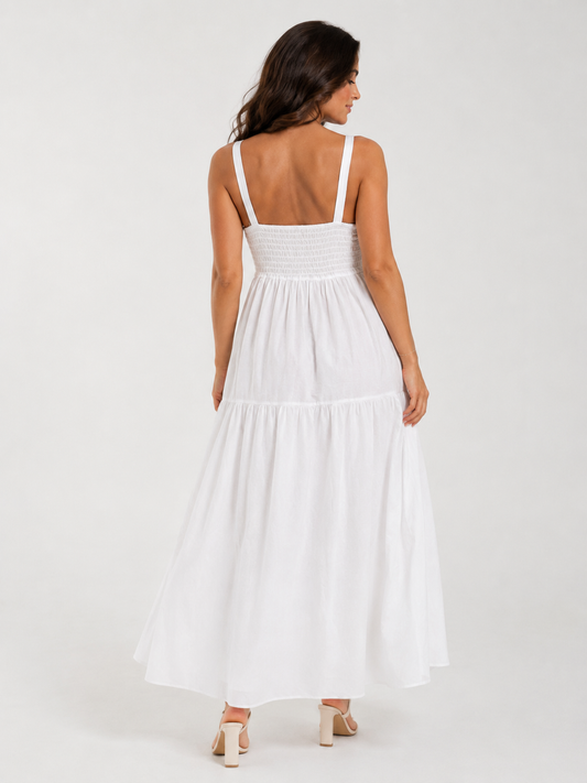 Katoenen maxi jurk met elastische rug