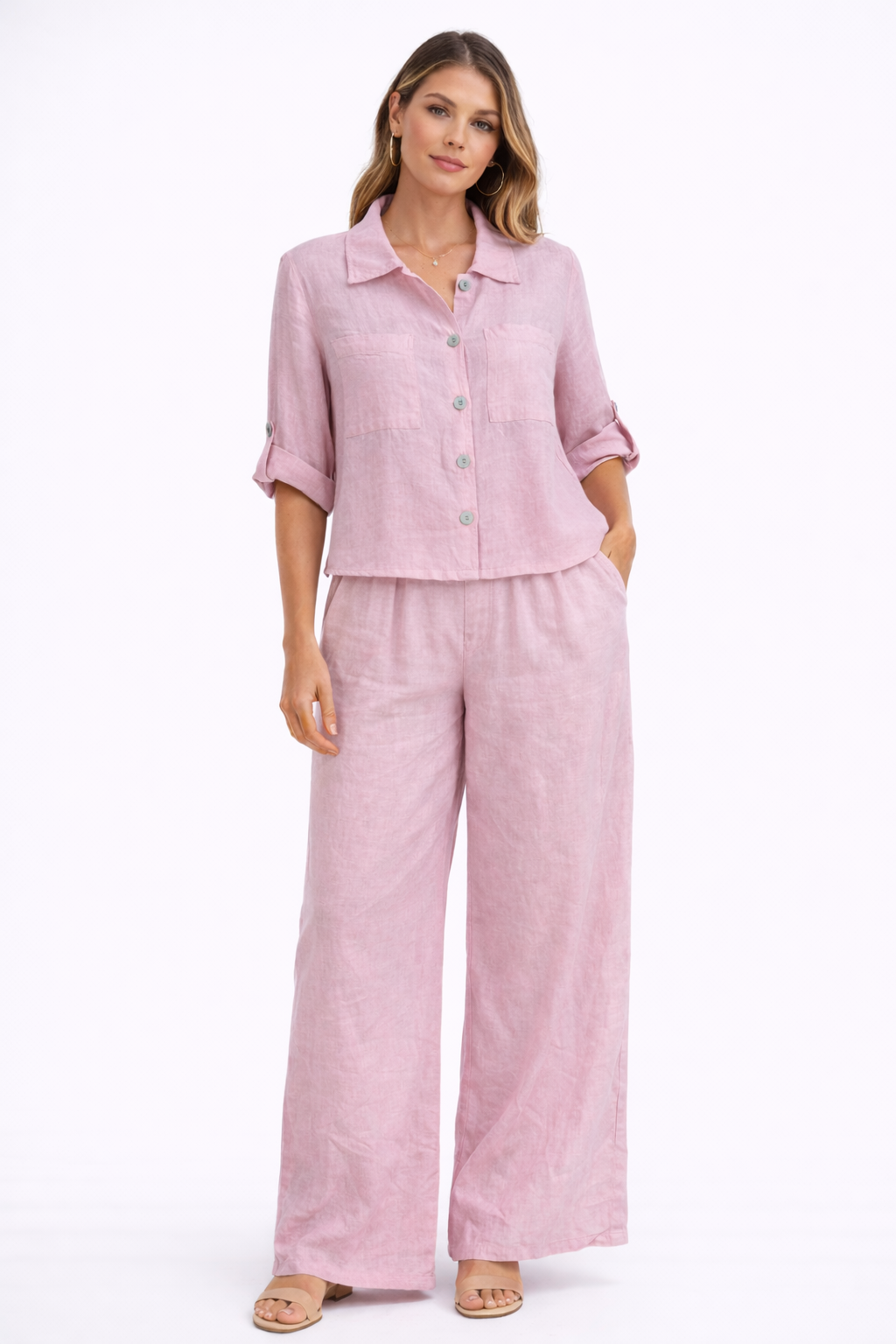 Linnen blouse met borstzakken