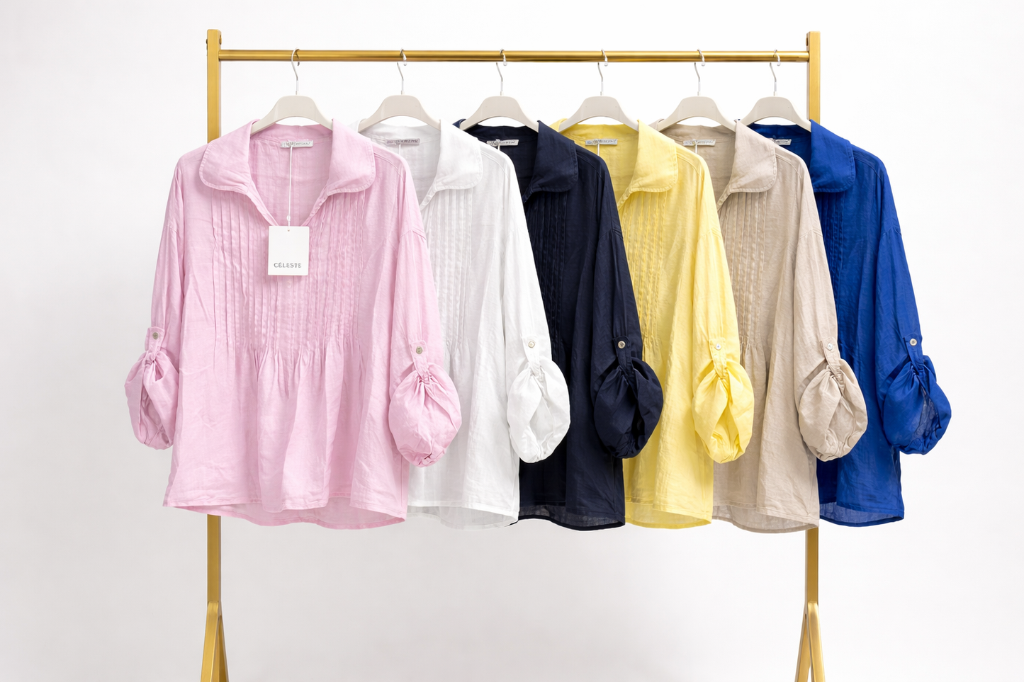 Linnen blouse met plissé