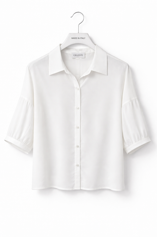 Blouse met kraag en halflange mouwen