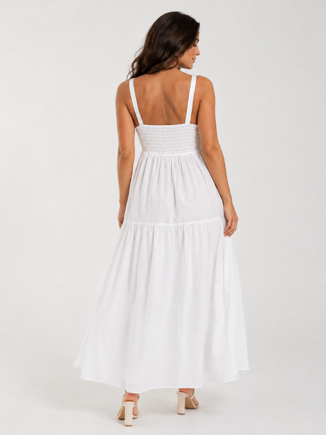 Katoenen maxi jurk met elastische rug