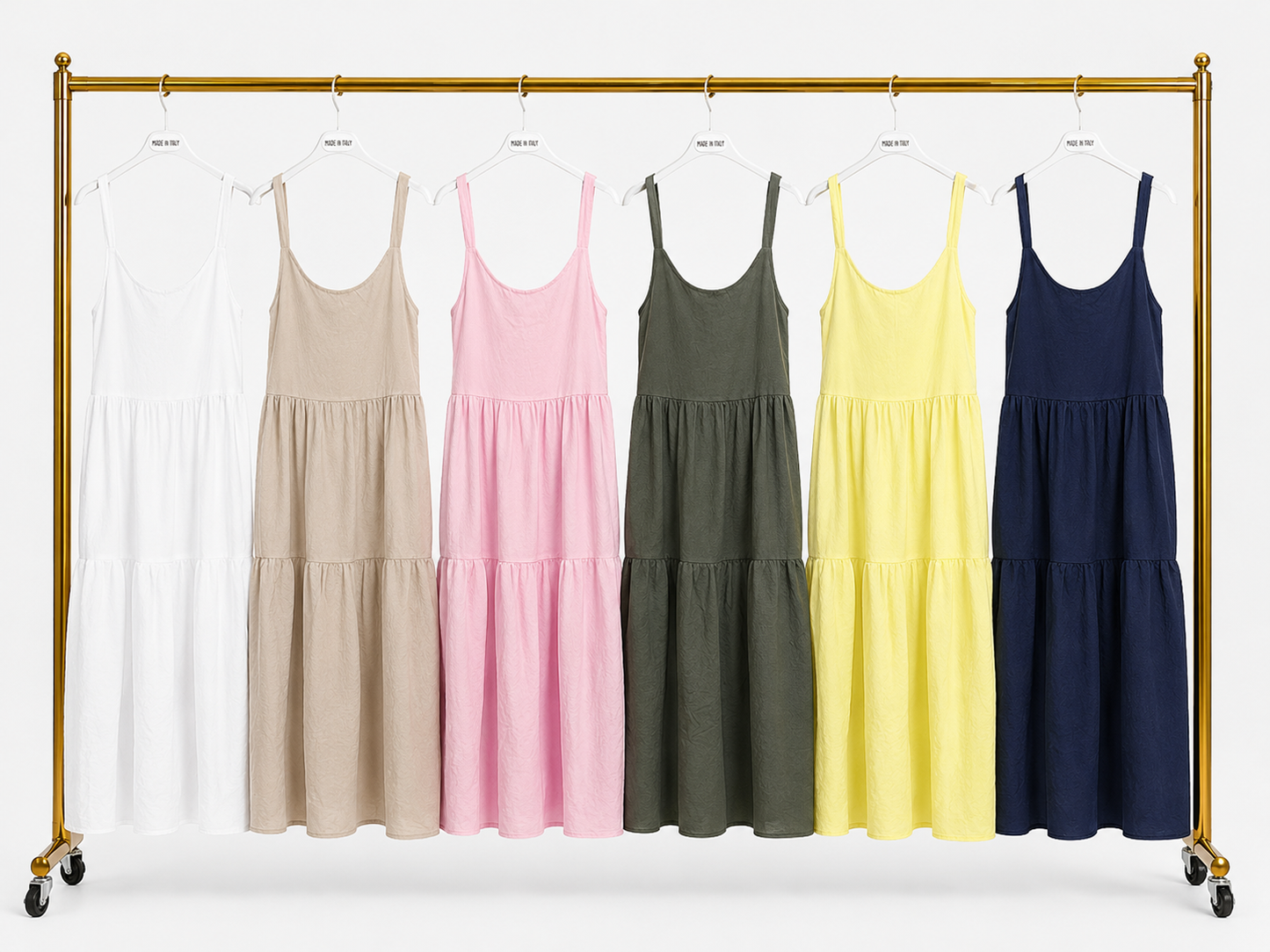 Katoenen maxi jurk met elastische rug