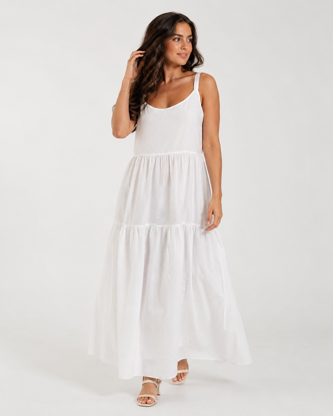 Katoenen maxi jurk met elastische rug