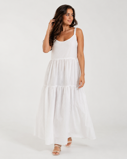 Katoenen maxi jurk met elastische rug