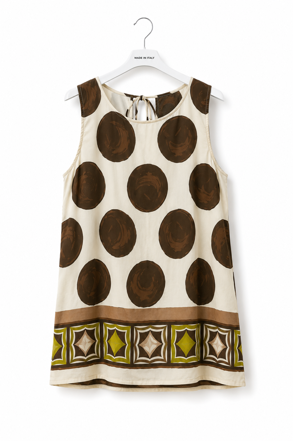 Mouwloze top met artistieke stippenprint